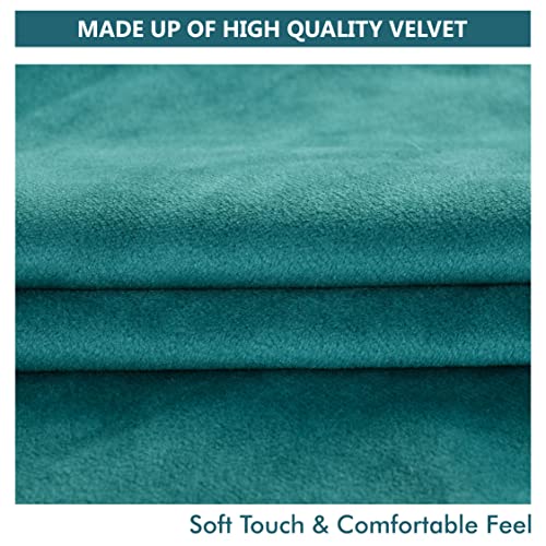 Yellow Weaves Soft Velvet Fabric Cushion Cover 24 X 24 Inches, Set Of 3, (Teal Blue), 250 TC - Image 3