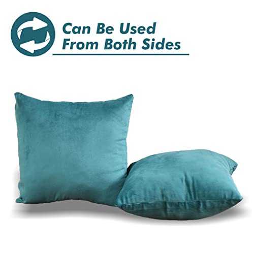 Yellow Weaves Soft Velvet Fabric Cushion Cover 24 X 24 Inches, Set Of 3, (Teal Blue), 250 TC - Image 5
