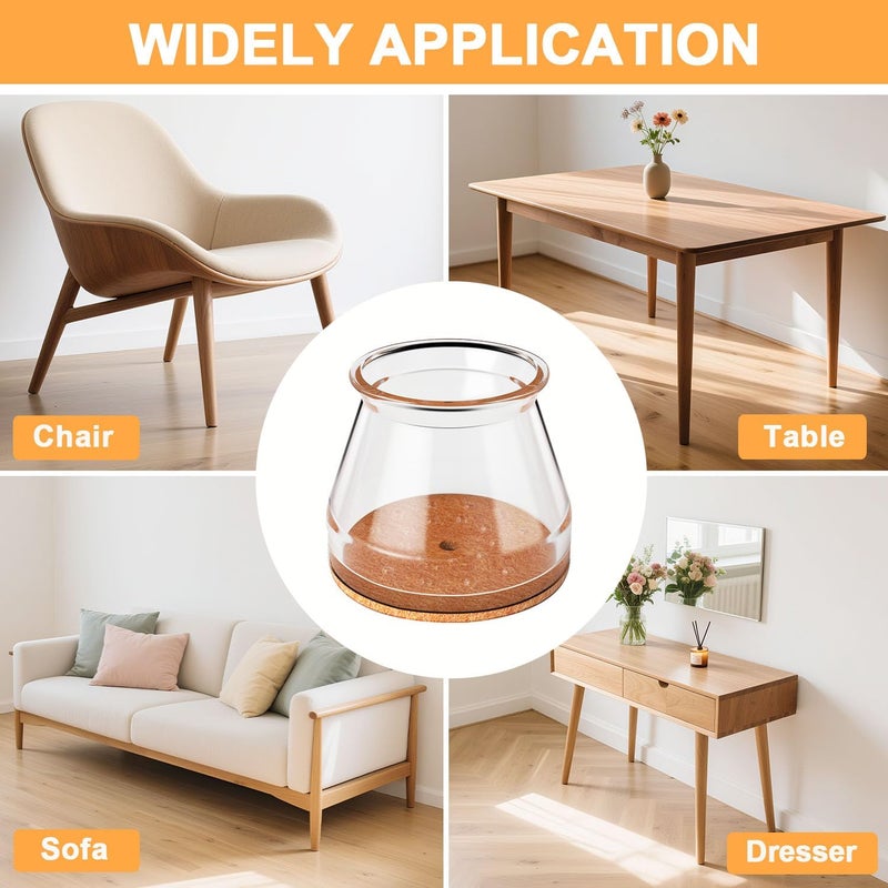 Rusido Chair Leg Floor Protectors Round, Silicone Chair Leg Protectors for Hardwood Floors, Chair Leg Caps Covers Protect Wooden Floors from Scratching 20 Pcs Small (Fit:8/16" to 15/16") - Image 5