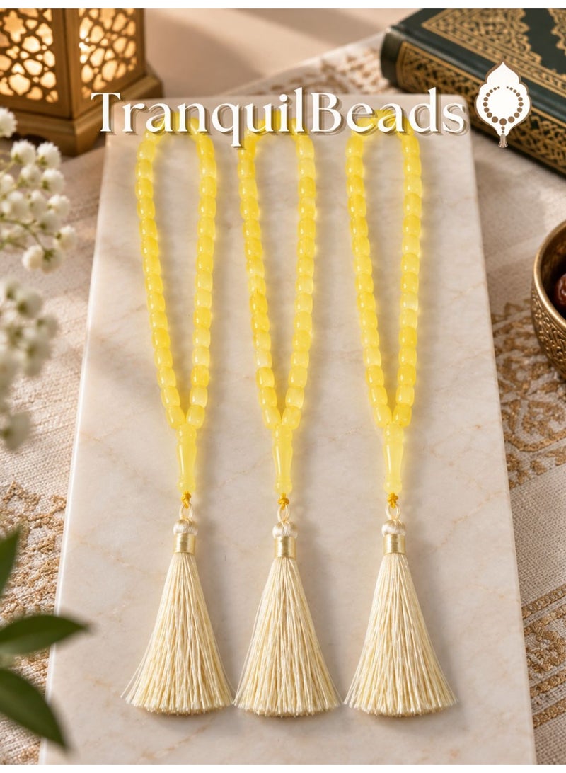 TranquilBeads 3-Piece 33-Bead Amber-Look Resin Tasbih Set, Lightweight Misbaha Beads, Muslim Gift for Ramadan, Eid, Hajj & Umrah - Image 1