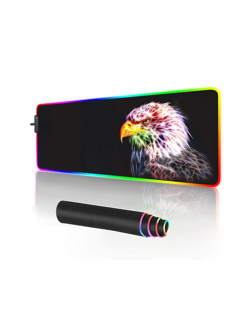 (Eagle Mouse pad) RGB Gaming Mouse Pad - 14 Light Modes Extended Computer Keyboard Mat, Anime LED Mouse Pad Large,High-Performance Mouse Pad Optimized for Gaming 30cm X 80cm - Image 1