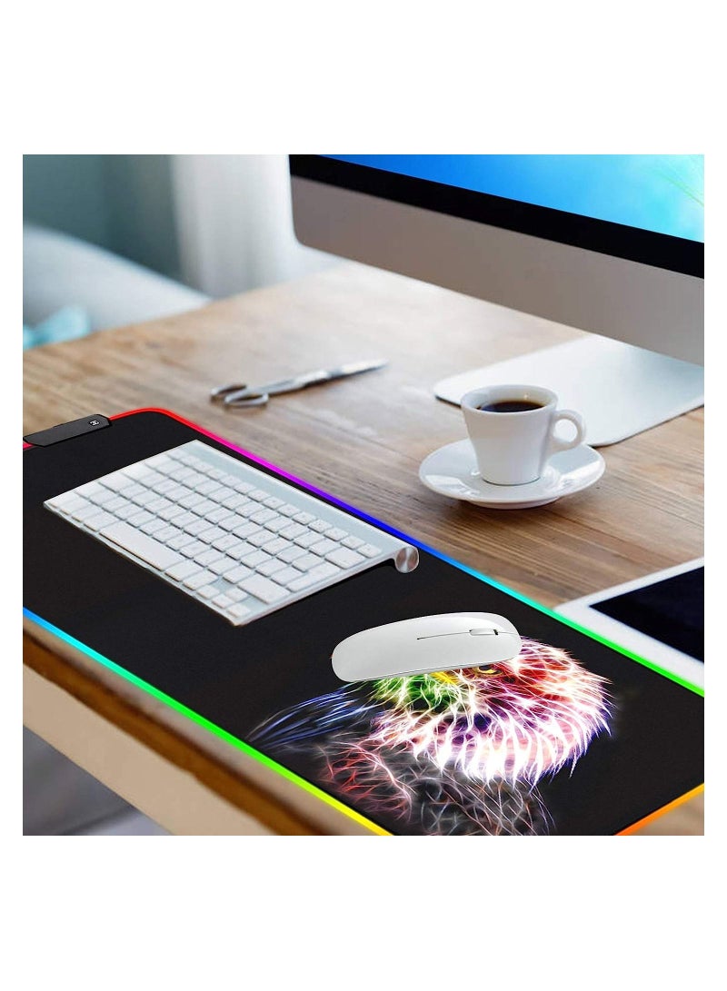 (Eagle Mouse pad) RGB Gaming Mouse Pad - 14 Light Modes Extended Computer Keyboard Mat, Anime LED Mouse Pad Large,High-Performance Mouse Pad Optimized for Gaming 30cm X 80cm - Image 4