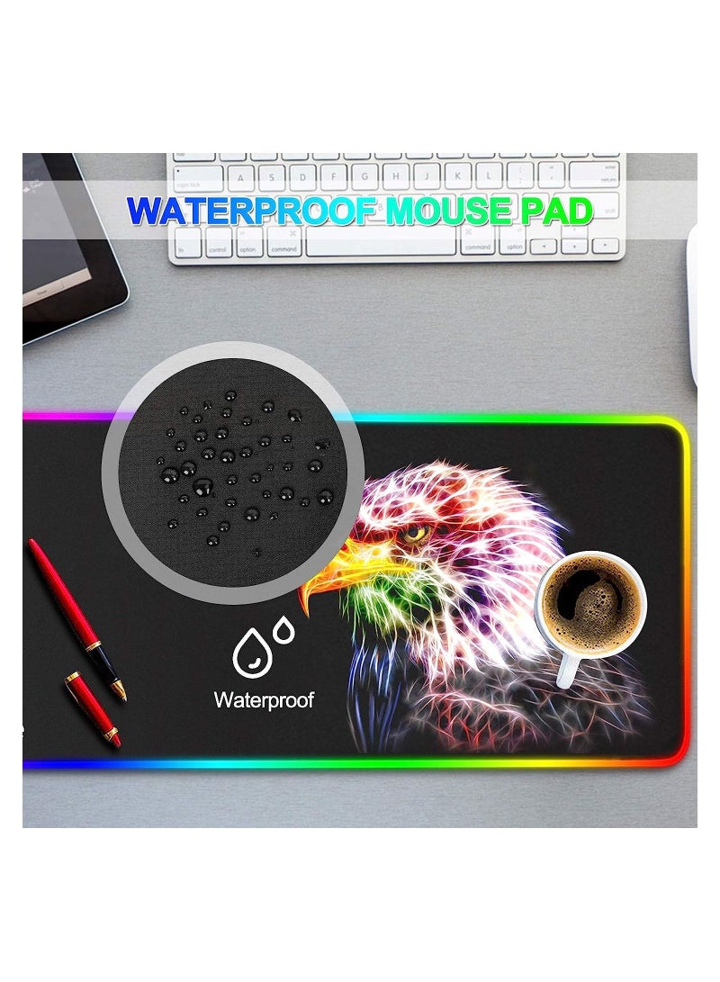 (Eagle Mouse pad) RGB Gaming Mouse Pad - 14 Light Modes Extended Computer Keyboard Mat, Anime LED Mouse Pad Large,High-Performance Mouse Pad Optimized for Gaming 30cm X 80cm - Image 3