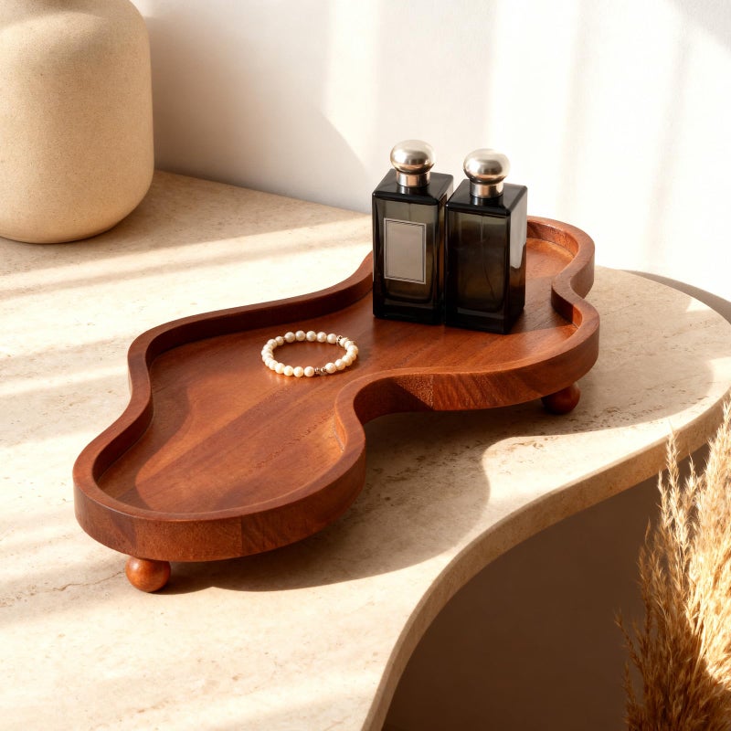 Shwsed Wood Cloud Tray, Boho Cloud Jewelry Tray for Perfume & Rings, Decorative Wooden Trinket Dish for Dresser, Room Aesthetic Decor, Housewarming Gift (Brown) - Image 3