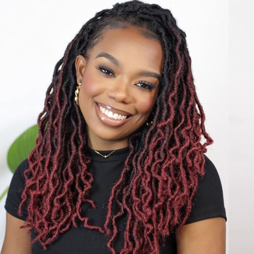 Liyate 14 Inch Goddess Faux locs Crochet Hair 6 Packs/Lot Soft Gypsy Locs Wavy Crochet Braids Dreadlocks 3 Tone Curly Wavy Twist Braiding Hair Extensions African Roots Braidï¼ˆ#1B/99j/530) - Image 1