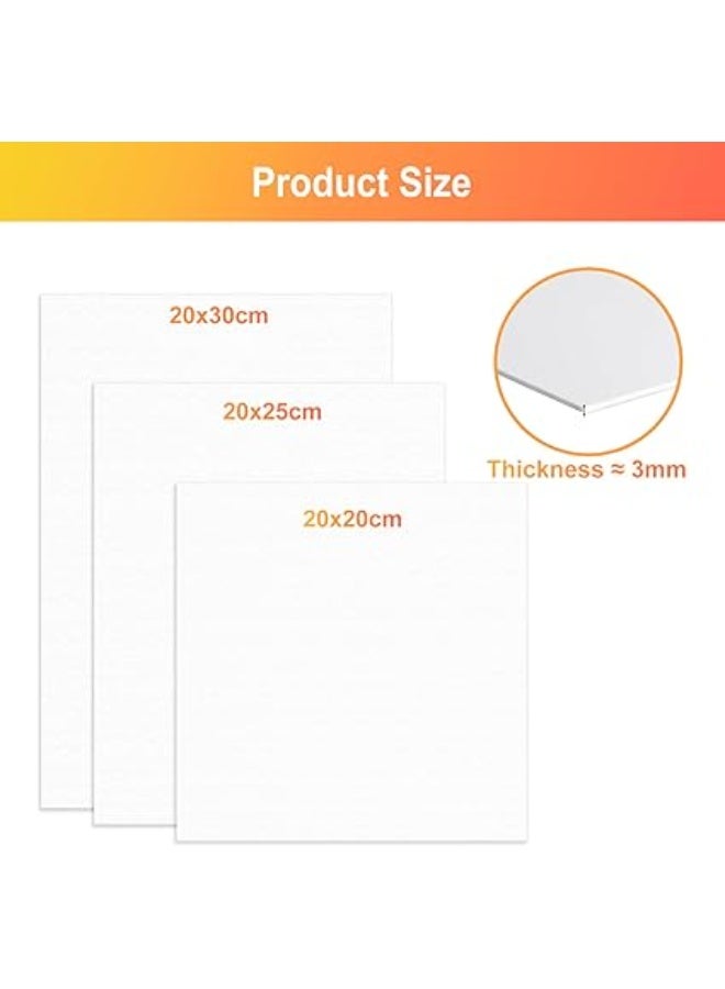 Generic 9-Piece Canvas for Painting, Cotton Canvas for Painting, Pre-Stretched White Artist Canvas Set, 20 x 20 cm, 20 x 25 cm, 20 x 30 cm, Small Stretcher Frame, Canvas Painting Card for Acrylic - Image 2