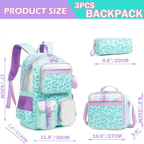 Meetbelify Aesthetic Backpack for Elementary Student with Lunch Box - Cute Bookbag for Girls 8-10 - Image 2