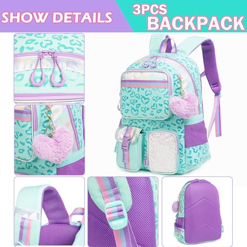 Meetbelify Aesthetic Backpack for Elementary Student with Lunch Box - Cute Bookbag for Girls 8-10 - Image 4