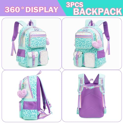 Meetbelify Aesthetic Backpack for Elementary Student with Lunch Box - Cute Bookbag for Girls 8-10 - Image 3