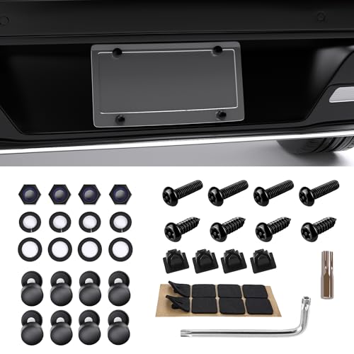 Alieemo Anti Theft License Plate Screws Kits Rustproof Stainless Steel Mounting Hardware for Car Tag Plate Frames Covers Button Head Bolts Fasteners Kits for Auto License Plates Black 8at - Image 1