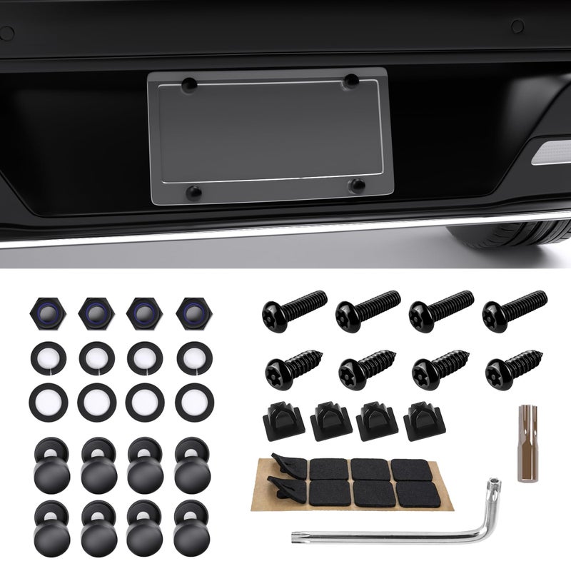 Alieemo Anti Theft License Plate Screws Kits Rustproof Stainless Steel Mounting Hardware for Car Tag Plate Frames Covers Button Head Bolts Fasteners Kits for Auto License Plates Black 8at - Image 3