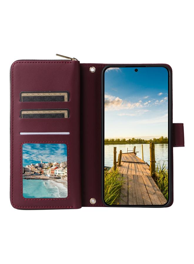 S-TOP Case For Samsung Galaxy A14 Nine-card Slots Zipper Wallet Bag Leather Phone Case - Image 4