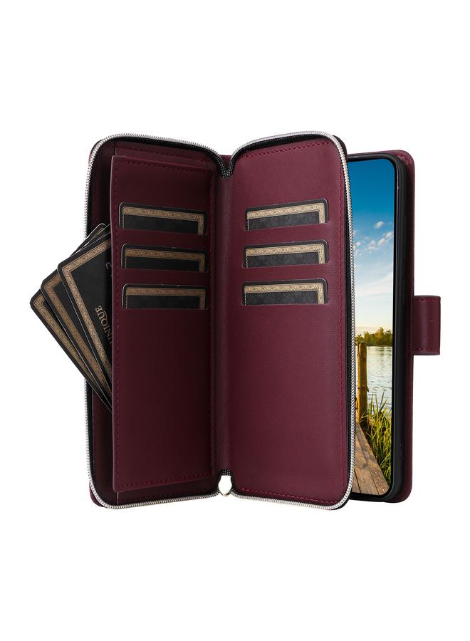 S-TOP Case For Samsung Galaxy A14 Nine-card Slots Zipper Wallet Bag Leather Phone Case - Image 5