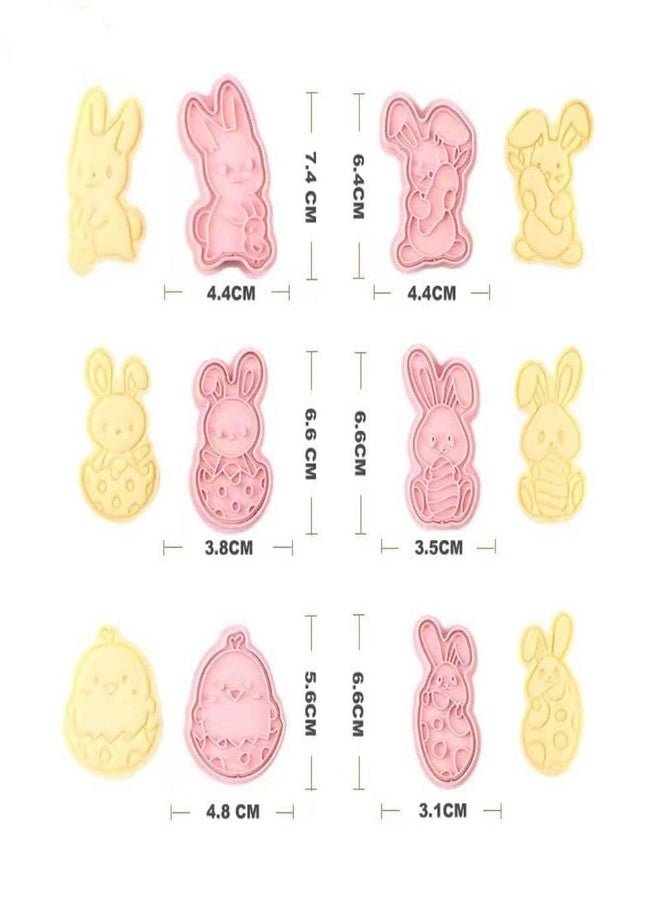 Skytail 6pc Easter Bunny Rabbit Cookie Cutter Set Easter Egg Cookie Stamps Pastry Embossing Cutters Cartoon Baking Biscuits Chocolate Fondant Cake Decoration Cupcake Topper Kids Party Treats Snacks - Image 2