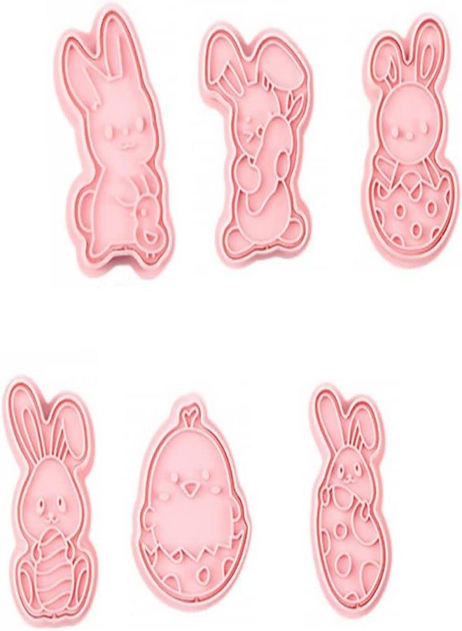 Skytail 6pc Easter Bunny Rabbit Cookie Cutter Set Easter Egg Cookie Stamps Pastry Embossing Cutters Cartoon Baking Biscuits Chocolate Fondant Cake Decoration Cupcake Topper Kids Party Treats Snacks - Image 1
