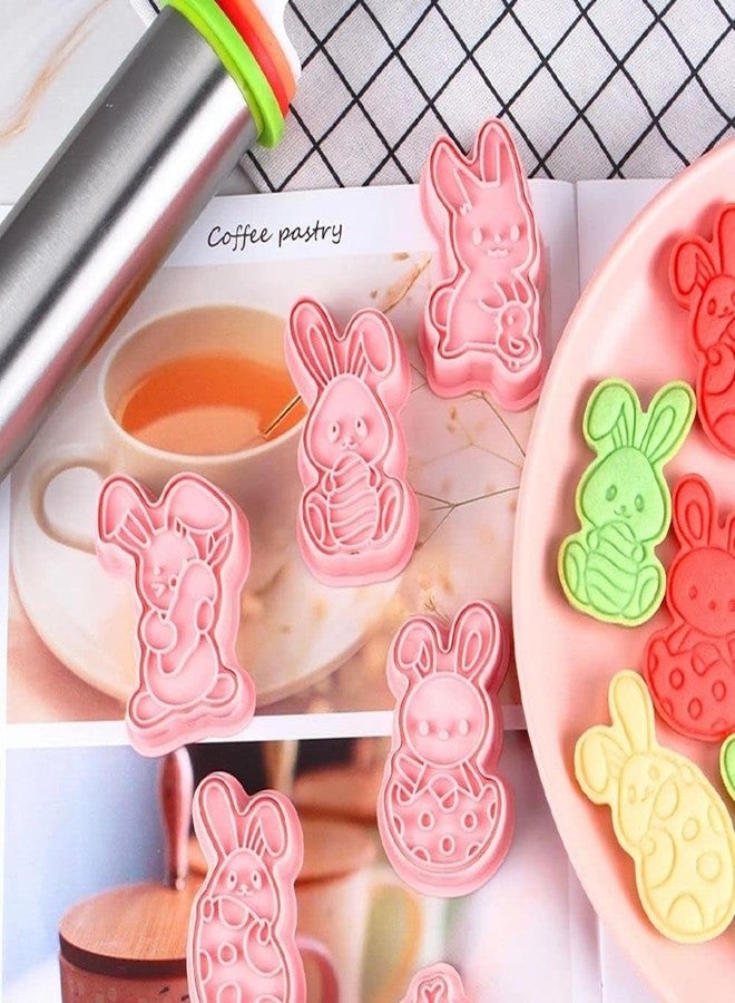 Skytail 6pc Easter Bunny Rabbit Cookie Cutter Set Easter Egg Cookie Stamps Pastry Embossing Cutters Cartoon Baking Biscuits Chocolate Fondant Cake Decoration Cupcake Topper Kids Party Treats Snacks - Image 4