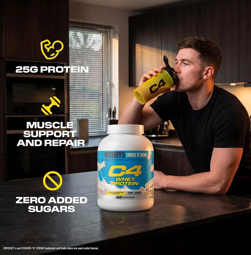 CELLUCOR C4 Whey Protein Powder Hershey's Cookies 'N' Creme - 1.61 Kg | 46 Servings | 25g Protein Per Serving | Zero Added Sugar | Fast Mixing Muscle Recovery & Lean Muscle Support - Image 4