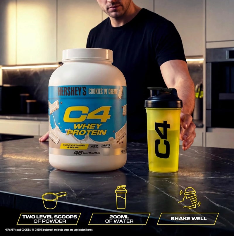 CELLUCOR C4 Whey Protein Powder Hershey's Cookies 'N' Creme - 1.61 Kg | 46 Servings | 25g Protein Per Serving | Zero Added Sugar | Fast Mixing Muscle Recovery & Lean Muscle Support - Image 3