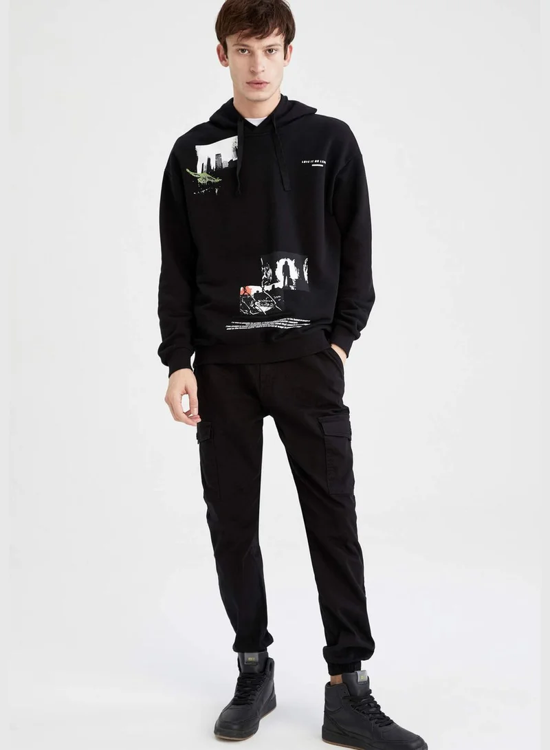 DeFacto Boxy Fit Long Sleeve Printed Knitted Sweatshirt