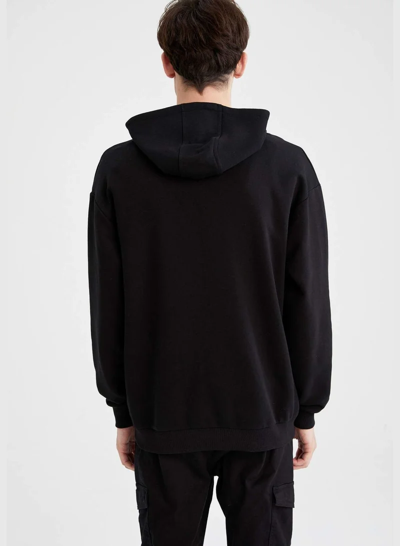 DeFacto Boxy Fit Long Sleeve Printed Knitted Sweatshirt