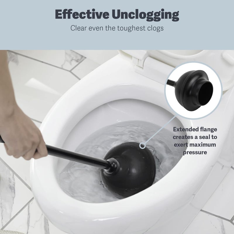 Casabella Toilet Plunger and Hideaway Caddy Combo for Bathrooms, 2-Piece Heavy-Duty Set, Black - Image 4