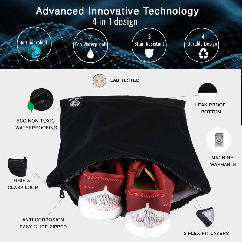 Ornadi Waterproof Sweaty Clothes Bag Antimicrobial Wet Dry Pouch Inhibits Bacteria & Smelly Odor from Dirty Sport Laundry & Swimsuits for Fresh Gym Bag & Travel Luggage 14.5 X 17 inch Eco Made In USA - Image 3