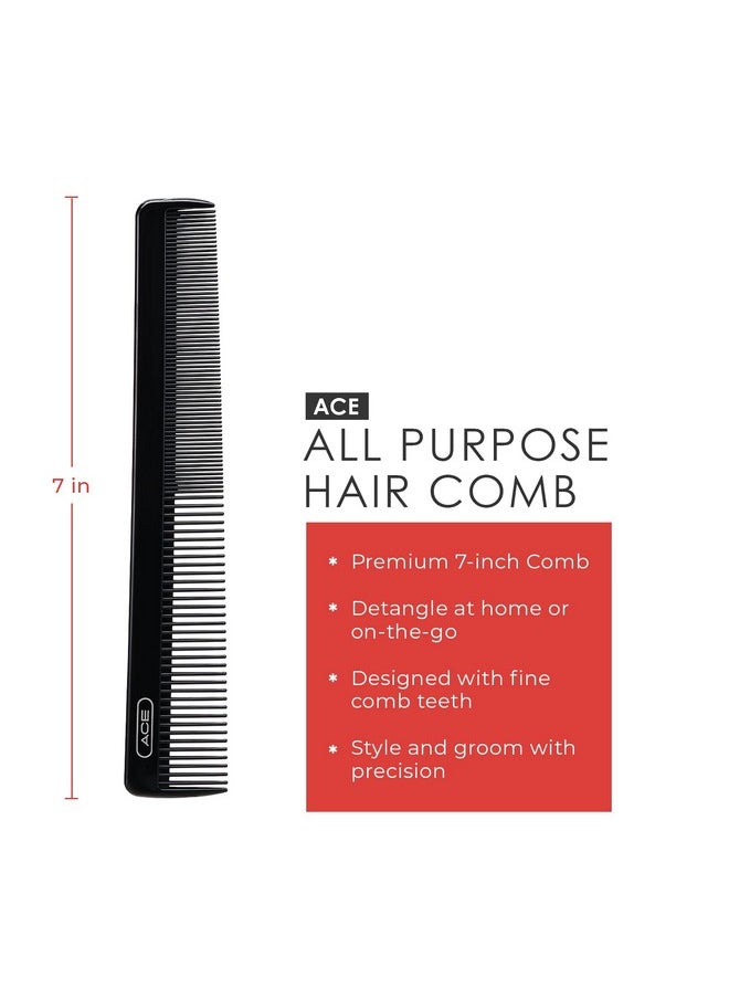 Goody - Ace Ace All Purpose Hair Comb 7 Inch Black Great For All Hair Types Fine Comb Teeth For Thin To Medium Hair61286 1 Count (Pack Of 1) - Image 1