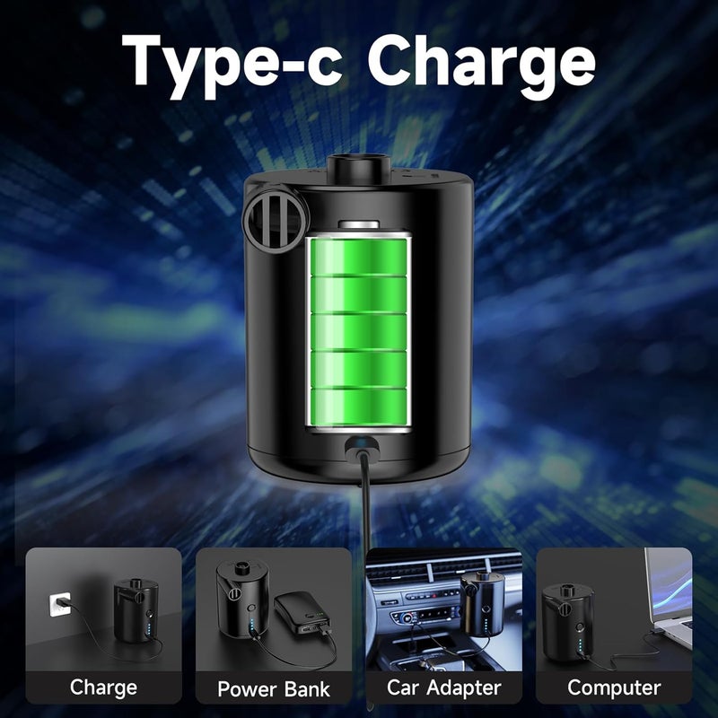 Techshare Air Pump for Air Mattress, Air Mattress Pump for Inflatables, Quick Fill Inflator Deflator Air Pump Perfect for Outdoor Camping Inflatable Boat Blow Up Pool Water Toy Car Air Bed - Image 5