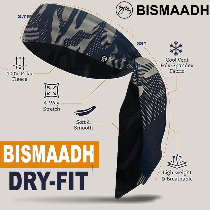 BISMAADH Head Tie Headbands for Women Men Tennis Sports Running Athletic Bandana Karate Non Slip Sweatbands Exercise Hair Wrap Bands Moisture Wicking Headwear Stretchy Hairbands (Camo Light Grey) - Image 3