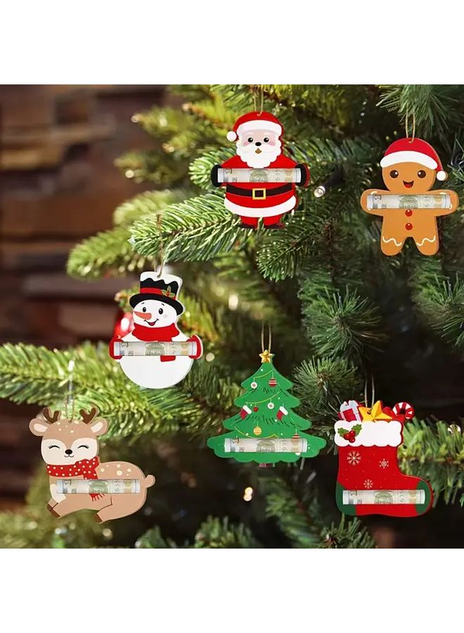Style 1 Christmas Money Clip Cards 6 Pack Santa Snowman Gingerbread Man Decorations Gift - Image 4