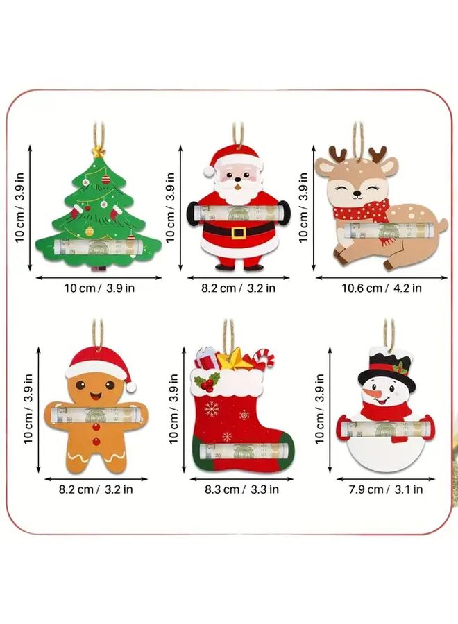 Style 1 Christmas Money Clip Cards 6 Pack Santa Snowman Gingerbread Man Decorations Gift - Image 2