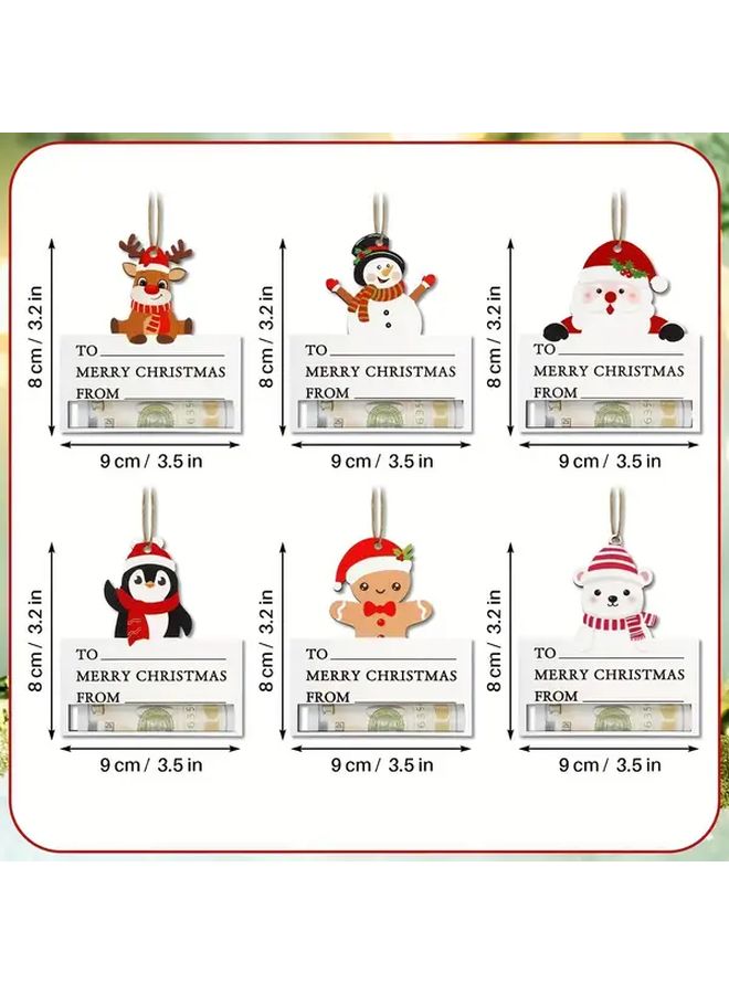 Style 1 Christmas Money Clip Cards 6 Pack Santa Snowman Gingerbread Man Decorations Gift - Image 3