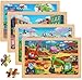 OSBOO Wooden Puzzles for Kids Ages 46 24 Piece Vehicle Car Construction Jigsaw Puzzles 4 Packs Preschool Toddlers Learning Activity Puzzles Toys for Boys Girls 3 4 5 6 Years Old - Image 2