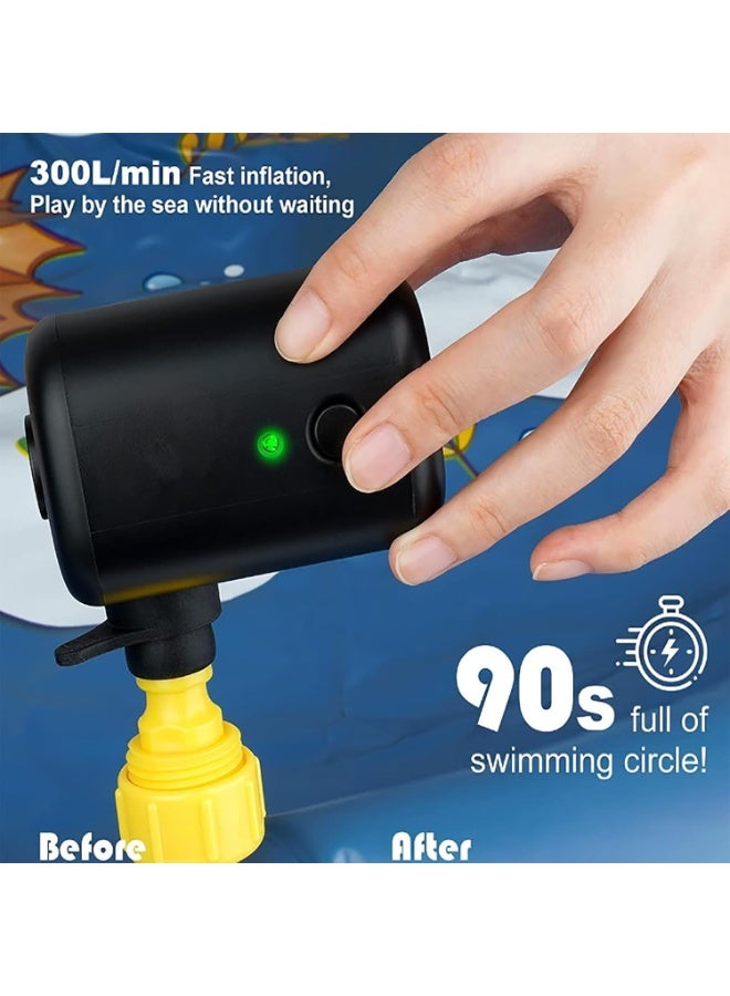 فلاي رود مضخة هواء للمرتبة الهوائية، ضاغط هواء محمول مع 4 فوهات، ضغط نفخ 5000 باسكال وسعة بطارية 4000 مللي أمبير في الساعة، مستوى مقاومة للماء IPX4 وتوفير المساحة، للتخييم في الهواء الطلق وقارب قابل للنفخ وحمام سباحة وسيارة لعبة وسرير هوائي - Image 3