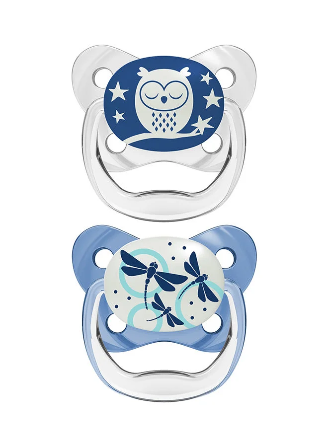 Dr. Brown’s PreVent Glow in the Dark Butterfly Shield Pacifier, Pack of 2, Stage 1 - Blue