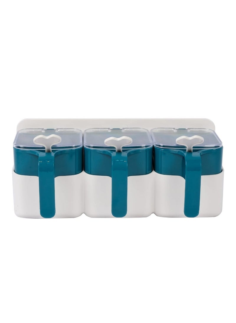 Generic - Set Of 3 Home Spice Container Jar Condiment Dispenser Salt Organizer with3 bottles Set for Herbs, Salt and Pepper, Condiment Set - Image 1
