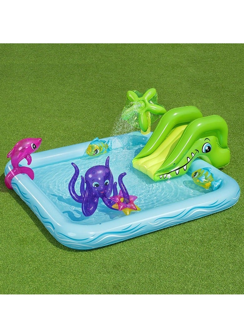 حمام سباحة للأطفال نفخ شرائح المياه مع حمام سباحة في الهواء الطلق لعبة المياه - Image 1
