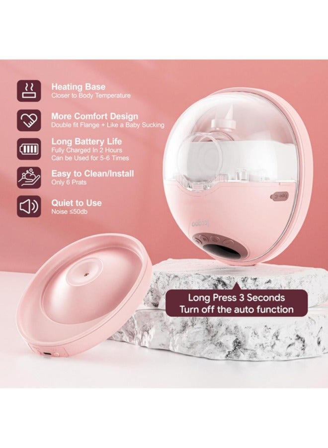 جي سي سي جوو شفاط حليب بدون استخدام اليدين بقاعدة مدفأة، مضخة رضاعة قابلة للارتداء بقاعدة مقاومة للغبار، تعليمات صوتية تلقائية، شاشة LED بـ 4 أوضاع و12 مستوى، وظيفة الذاكرة، عبوتين باللون الوردي - Image 3