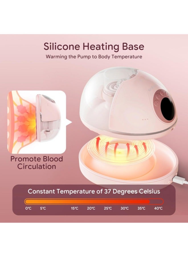 جي سي سي جوو شفاط حليب بدون استخدام اليدين بقاعدة مدفأة، مضخة رضاعة قابلة للارتداء بقاعدة مقاومة للغبار، تعليمات صوتية تلقائية، شاشة LED بـ 4 أوضاع و12 مستوى، وظيفة الذاكرة، عبوتين باللون الوردي - Image 2