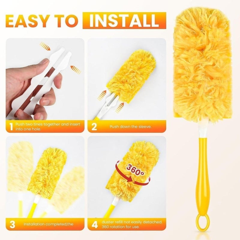NIUB Duster Refills Kit, 100 Pack 360° Heavy Duty Replacement Heads for Swiffer Dusters with 2 Handles, Disposable for Cleaning Furniture, Blinds, Ceiling Fans - Image 5