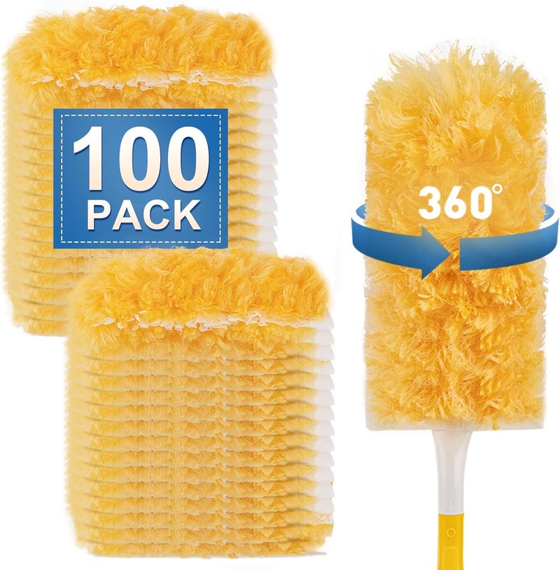 NIUB Duster Refills Kit, 100 Pack 360° Heavy Duty Replacement Heads for Swiffer Dusters with 2 Handles, Disposable for Cleaning Furniture, Blinds, Ceiling Fans - Image 1