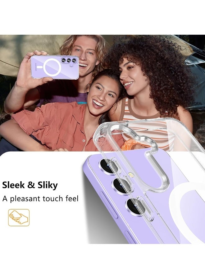 Samsung Galaxy S24 FE Clear Magnetic Cover Mag Safe Compatible Hybrid Protective Clear Hard Back Case Shockproof Frame Edge Bumper Slim Transparent Case for Samsung Galaxy S24 FE