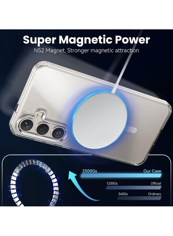Samsung Galaxy S24 FE Clear Magnetic Cover Mag Safe Compatible Hybrid Protective Clear Hard Back Case Shockproof Frame Edge Bumper Slim Transparent Case for Samsung Galaxy S24 FE