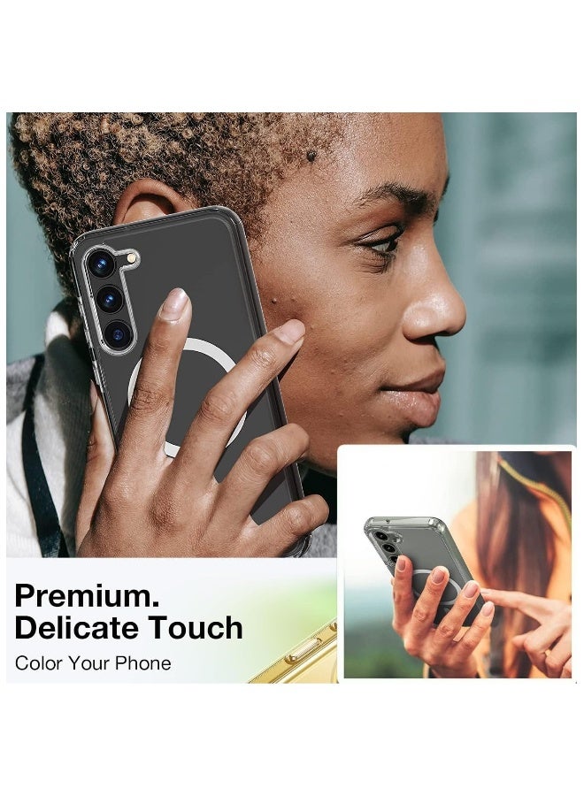 Samsung Galaxy S24 FE Clear Magnetic Cover Mag Safe Compatible Hybrid Protective Clear Hard Back Case Shockproof Frame Edge Bumper Slim Transparent Case for Samsung Galaxy S24 FE