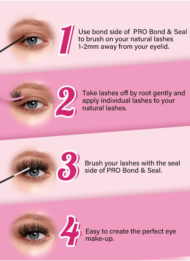 PRO LASHBEAUTY - Lash Extension Kit 168 Pcs Soft Cluster Lashes with Lash Bond and Seal Lash Remover Lash Applicator Easy to Apply at Home(Considerate,D-8-18mix Kit) - Image 1