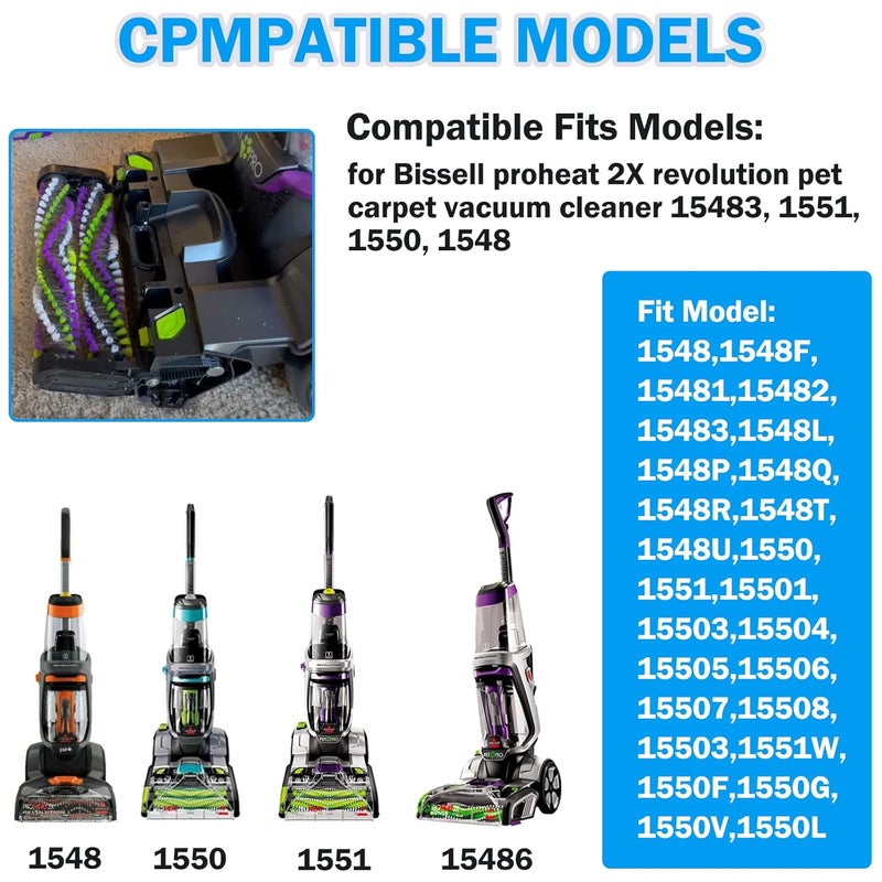 اي تي يو او اي أحزمة مكنسة كهربائية بديلة لـ Bissell ProHeat 2X Revolution Pet Carpet Cleaner، أجزاء بديلة لأحزمة المكنسة الكهربائية 1606418، 1606419، تناسب الموديلات: 1548، 1550، 1551، 1548F، 15483، 1551W Series - Image 3