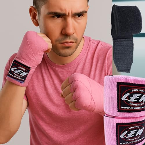LEW Mexican Style Boxing 500CM Long with Elastic Hand & Wrist Support Spandex Multicolor Hand Wraps (Pink) - Image 2