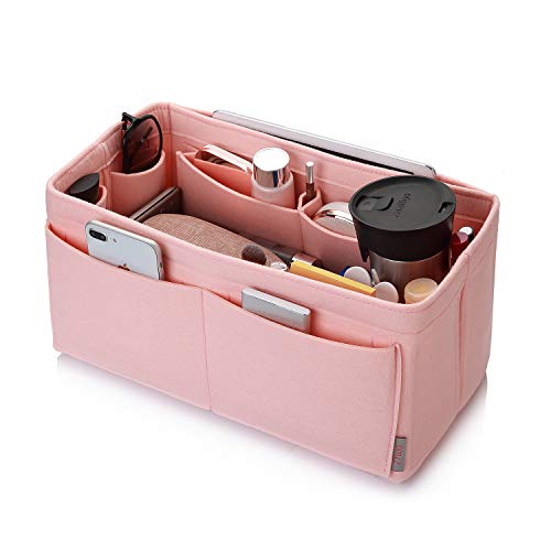 ZTUJO Felt Purse Organizer, Multi Pocket Bag in Bag Organizer For Tote & Handbag Shaper, Speedy 30 & 40 (Large, Brush Pink) - Image 1