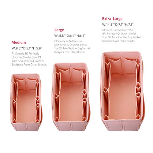 ZTUJO Felt Purse Organizer, Multi Pocket Bag in Bag Organizer For Tote & Handbag Shaper, Speedy 30 & 40 (Large, Brush Pink) - Image 2