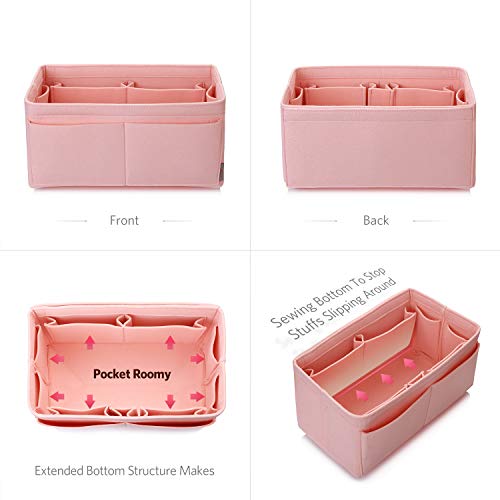 ZTUJO Felt Purse Organizer, Multi Pocket Bag in Bag Organizer For Tote & Handbag Shaper, Speedy 30 & 40 (Large, Brush Pink) - Image 3